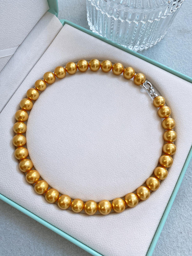 925 silver gold pearl necklace