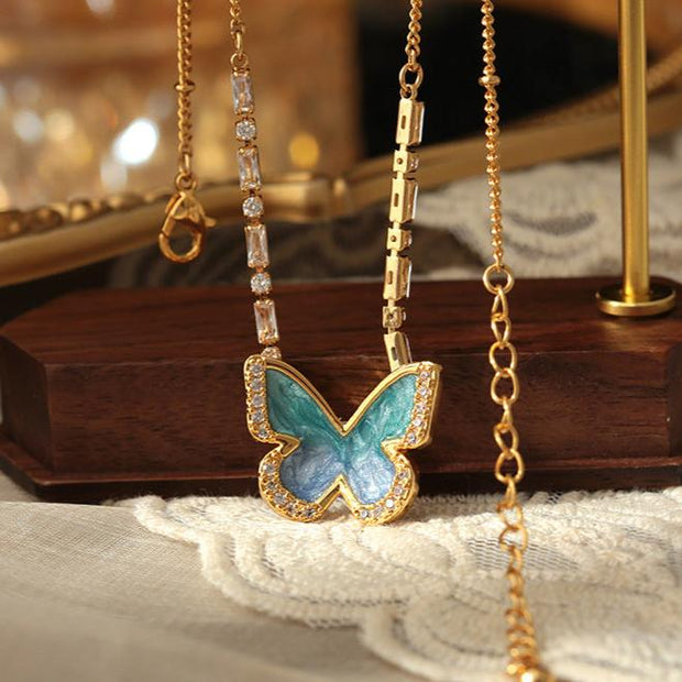 enamel butterfly necklace