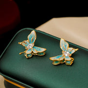 enamel oil drip butterfly earrings