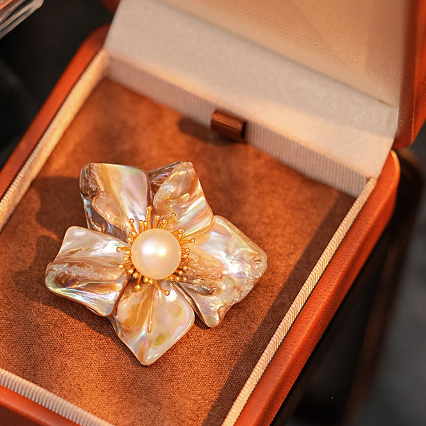 natural baroque pearl flower brooch