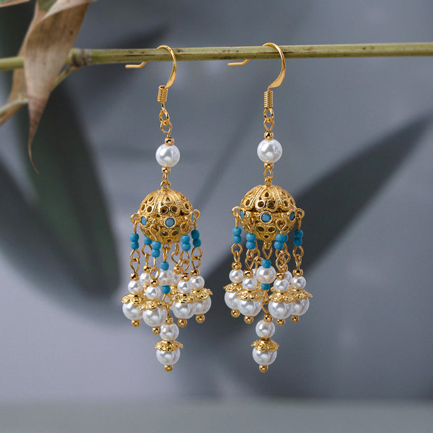 antique pearl tassel earrings