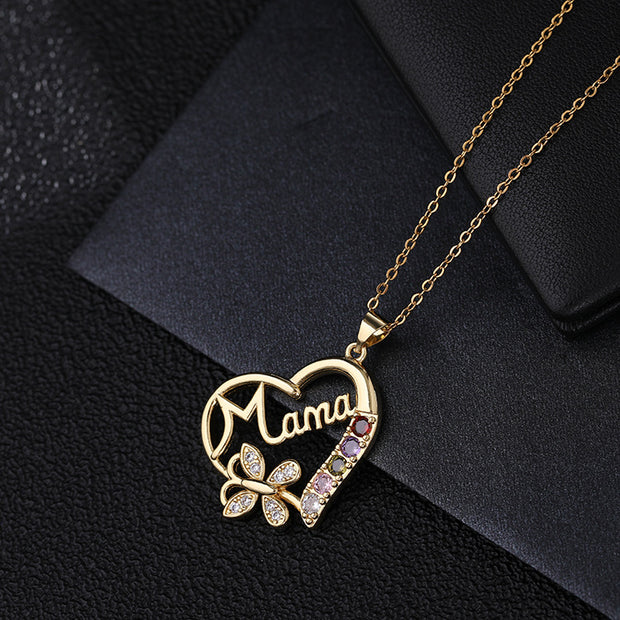 Mother's Day Colored Zircon Love Necklace