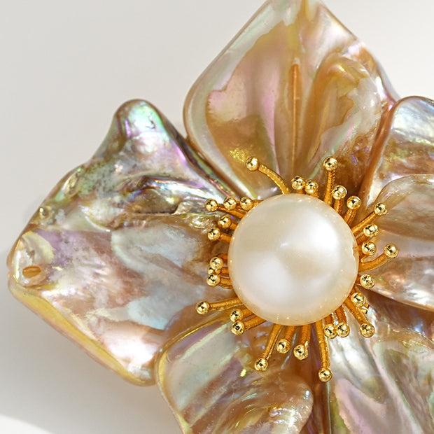 natural baroque pearl flower brooch