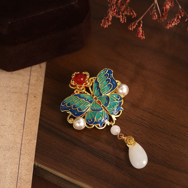 butterfly enamel craft chinese style retro brooch