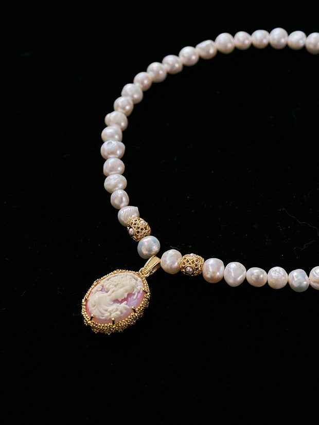 flowery cupid french rococo baroque pearl necklace