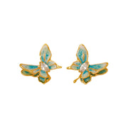 enamel oil drip butterfly earrings