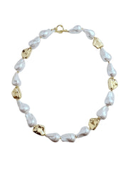 metal square baroque pearl necklace