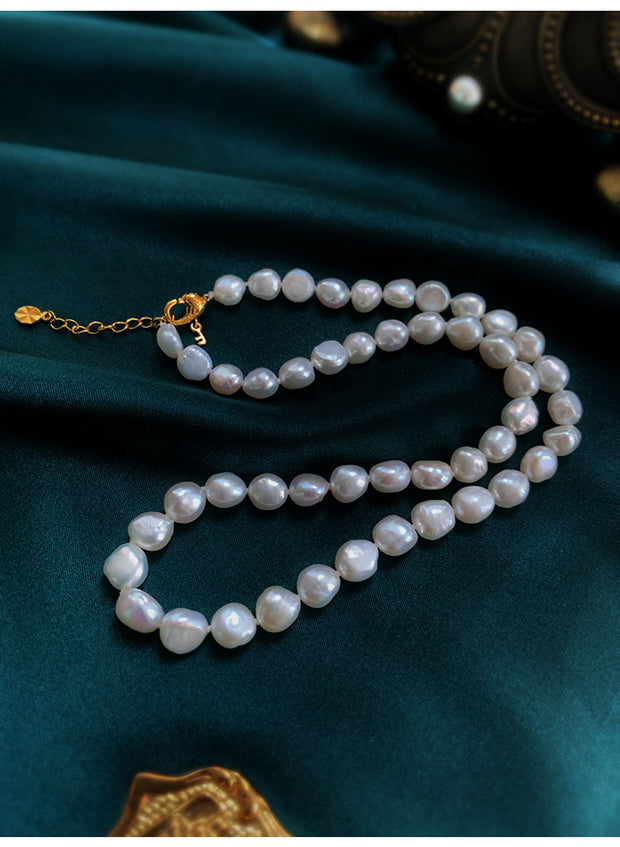 Baroque shaped natural freshwater pearl necklace