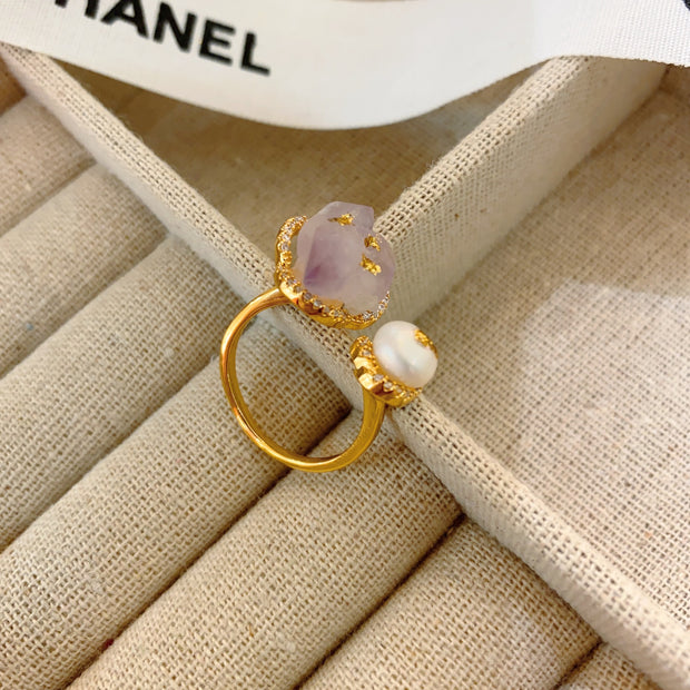 French retro niche design natural baroque pearl ring