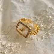 vintage baroque pearl enamel flower ring