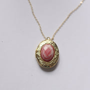 pink old glass antique photo box pendant necklace