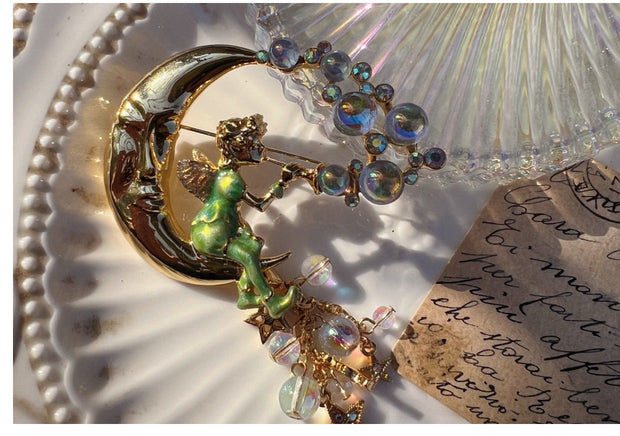 moon fairy bubble brooch