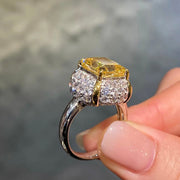 Silver Yellow Zircon Ring