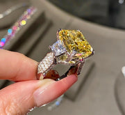 Silver Yellow Zircon Ring