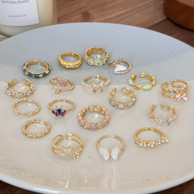 18-pack sparkling adjustable rings