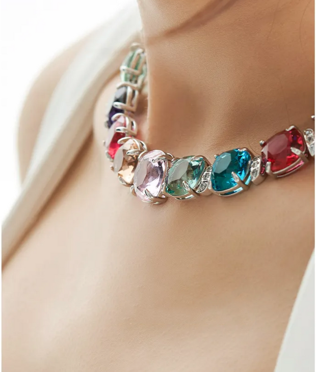 Colorful Square Diamond Necklace