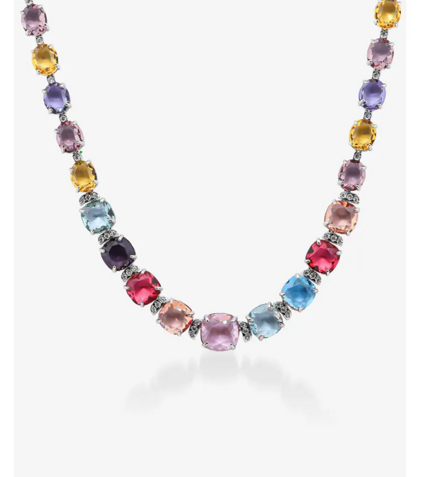 Colorful Square Diamond Necklace