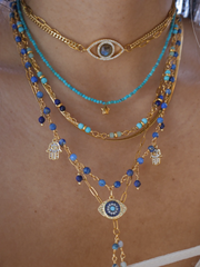 "Hand of Fatima" Handmade Lapis Necklace Set