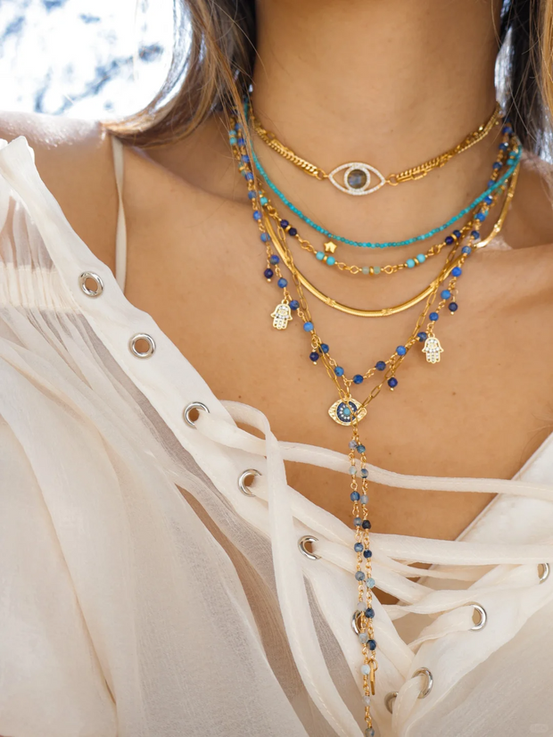 "Hand of Fatima" Handmade Lapis Necklace Set