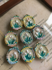 Hand-painted oil painting Baroque pearl pendant brooch