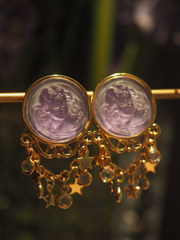 dreamy purple dream angel earrings