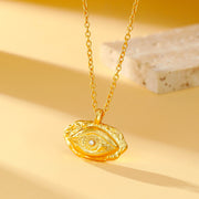 Textured Evil Eye Pendant Necklace - 18K Gold Vermeil