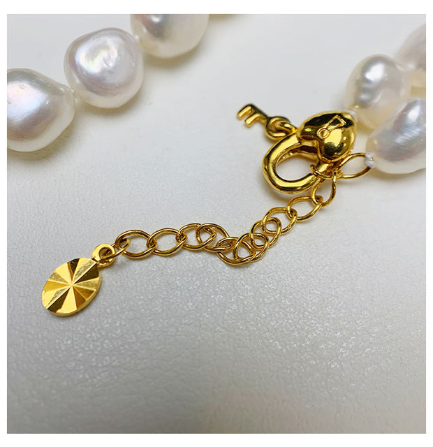 Baroque shaped natural freshwater pearl necklace