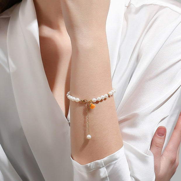 Orange Pearl Bracelet