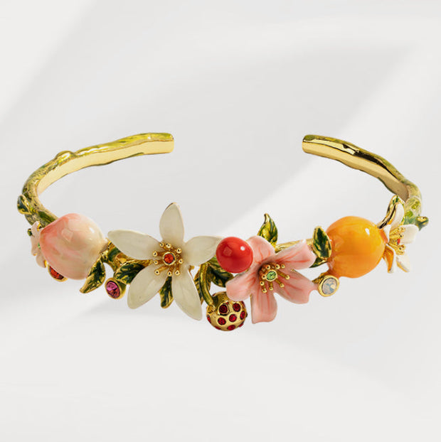 Orange Cherry Flower Cuff