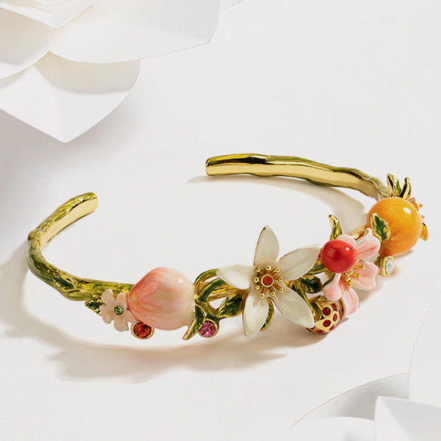 Orange Cherry Flower Cuff