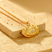 Textured Evil Eye Pendant Necklace - 18K Gold Vermeil