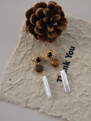 silver tiger eye stone earrings