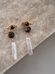 silver tiger eye stone earrings