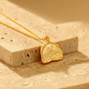 Textured Half Moon Star Ocean Pendant Necklace - 18K Gold Vermeil