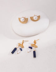 sterling silver lapis lazuli pearl earrings