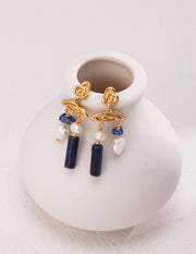 sterling silver lapis lazuli pearl earrings