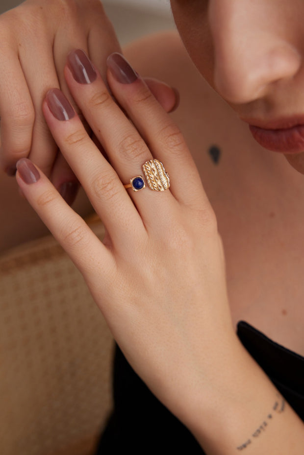 silver natural lapis lazuli rings