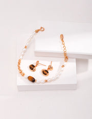 tiger eye stone pearl bracelet