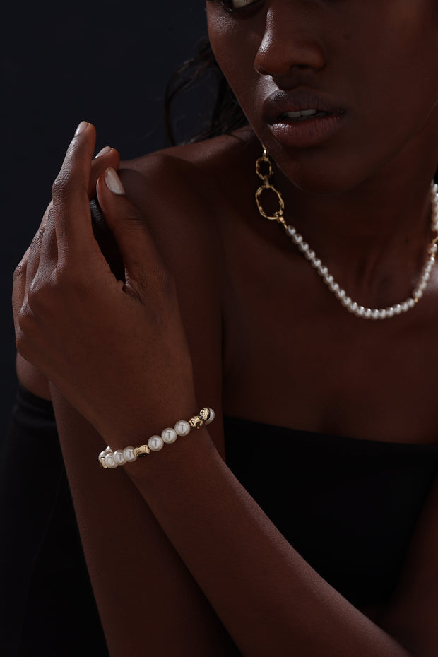 Pearl Beaded Bracelet - 18K Gold Plated