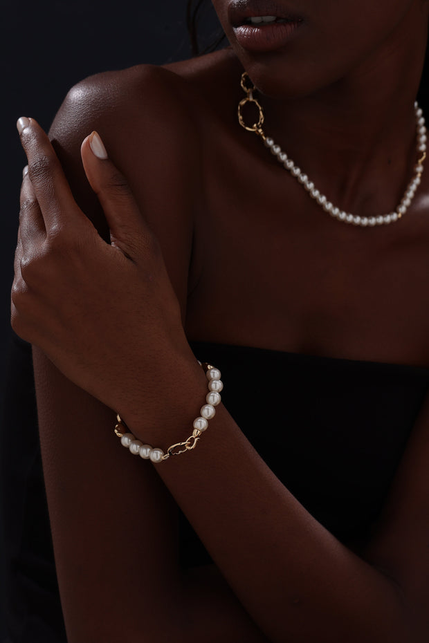 Pearl Beaded Bracelet - 18K Gold Plated