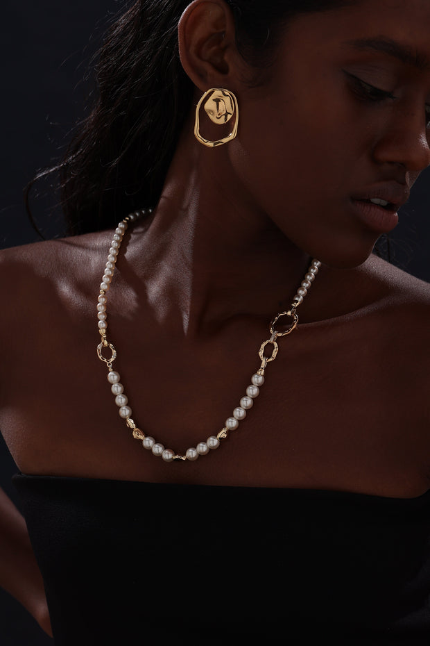 Gold Pearl Beaded Set