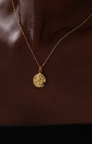 Textured Round Pendant Necklace - 22K Gold Vermeil