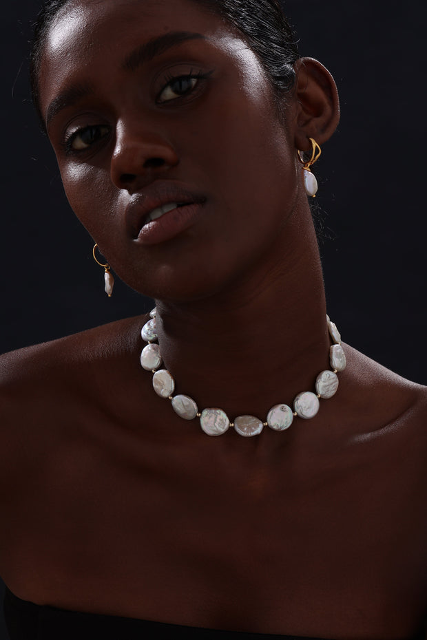 Baroque Pearl Beaded Choker - 14K Gold filled