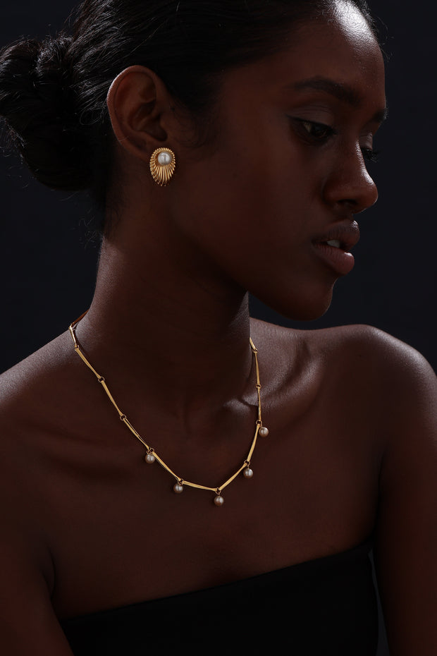 Bamboo Pearl Necklace - 22K Gold Vermeil