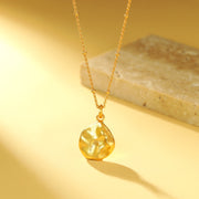 Textured Round Pendant Necklace - 22K Gold Vermeil