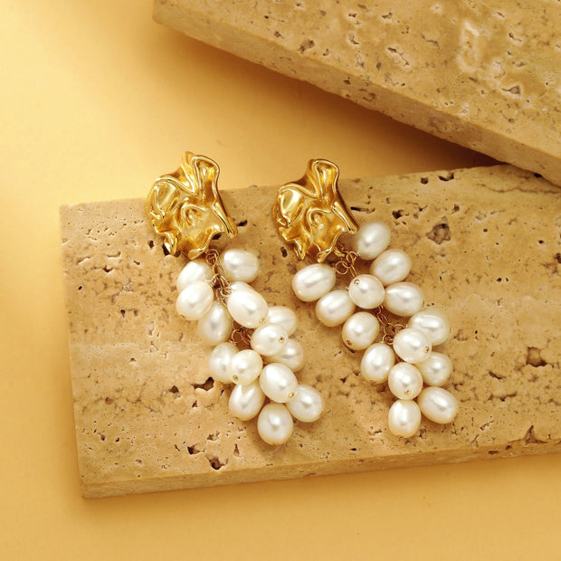 Freshwater Pearl Cluster Drop Earrings