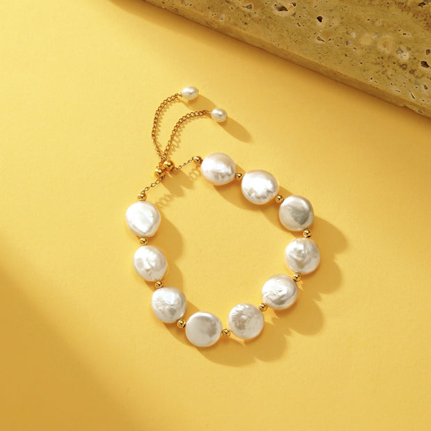 Baroque Pearl Beaded Bracelet - 14K Gold filled