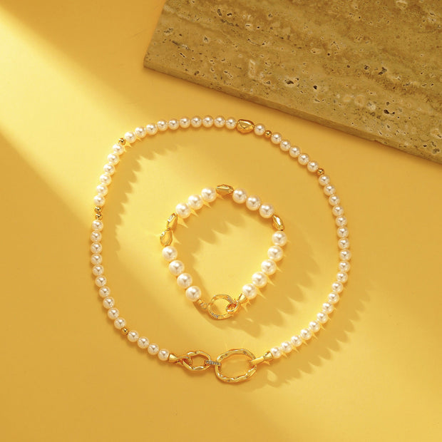 Pearl Beaded Bracelet - 18K Gold Plated