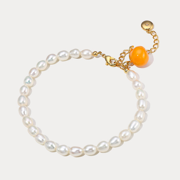 Orange Pearl Bracelet