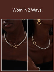 Pearl Beaded Necklace - 18K Gold Plated